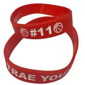 Basketball bracelet “Trae Young” #11  unisex. 2 pack red/white silicone unisex